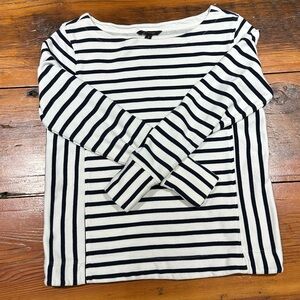 Banana Republic Sweatshirt, White & Navy Stripe, Women's Small